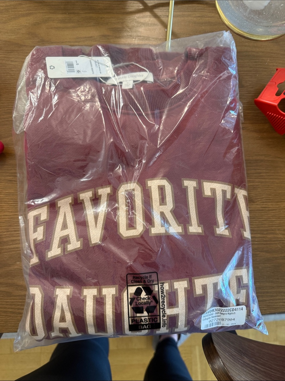 Favorite Daughter Burgundy Crewneck Sweatshirt with Cream Lettering - Picture 5 of 6